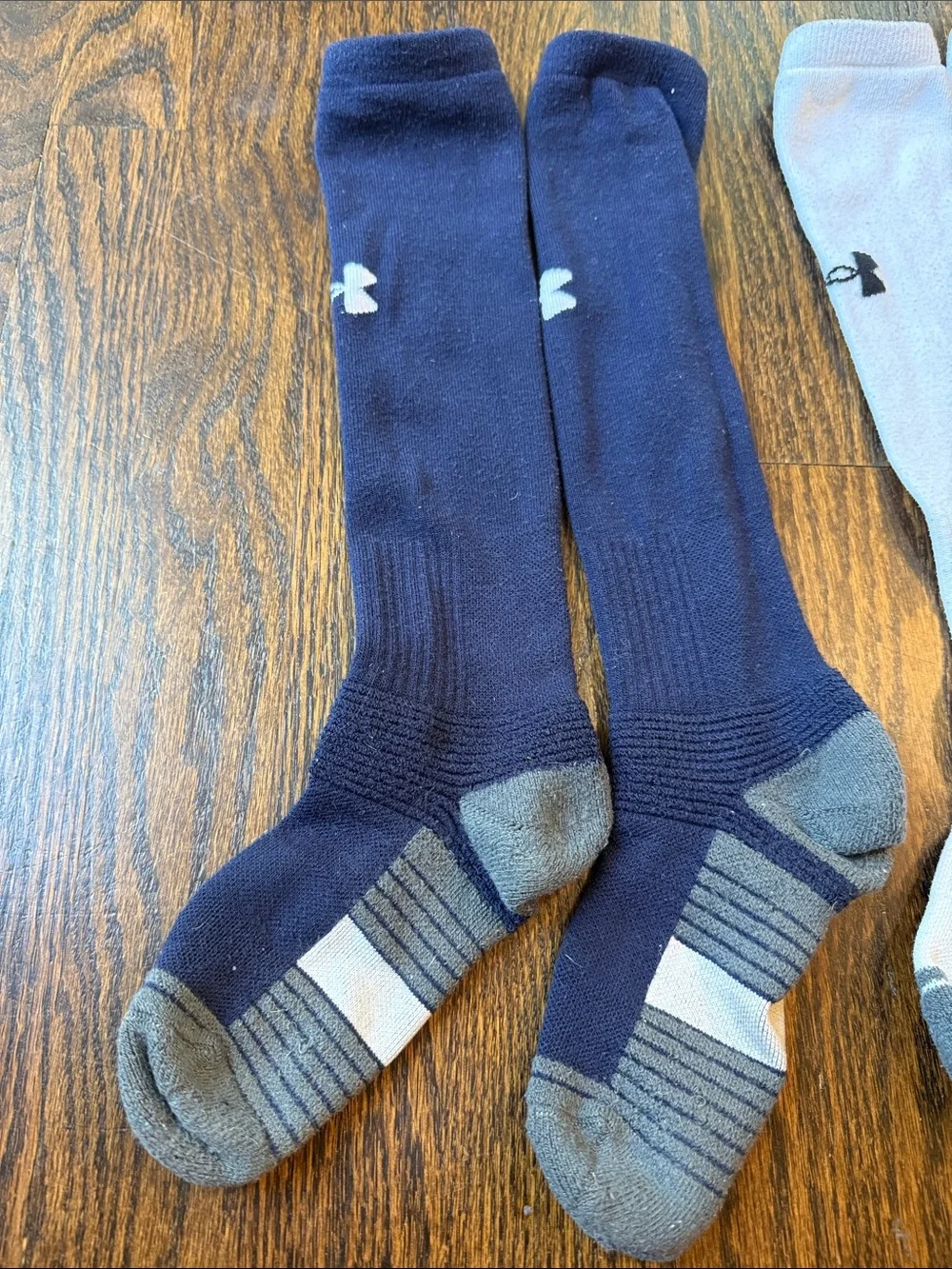 Youth soccer socks. Under Armour and Adidas. Boys or girls soccer socks.